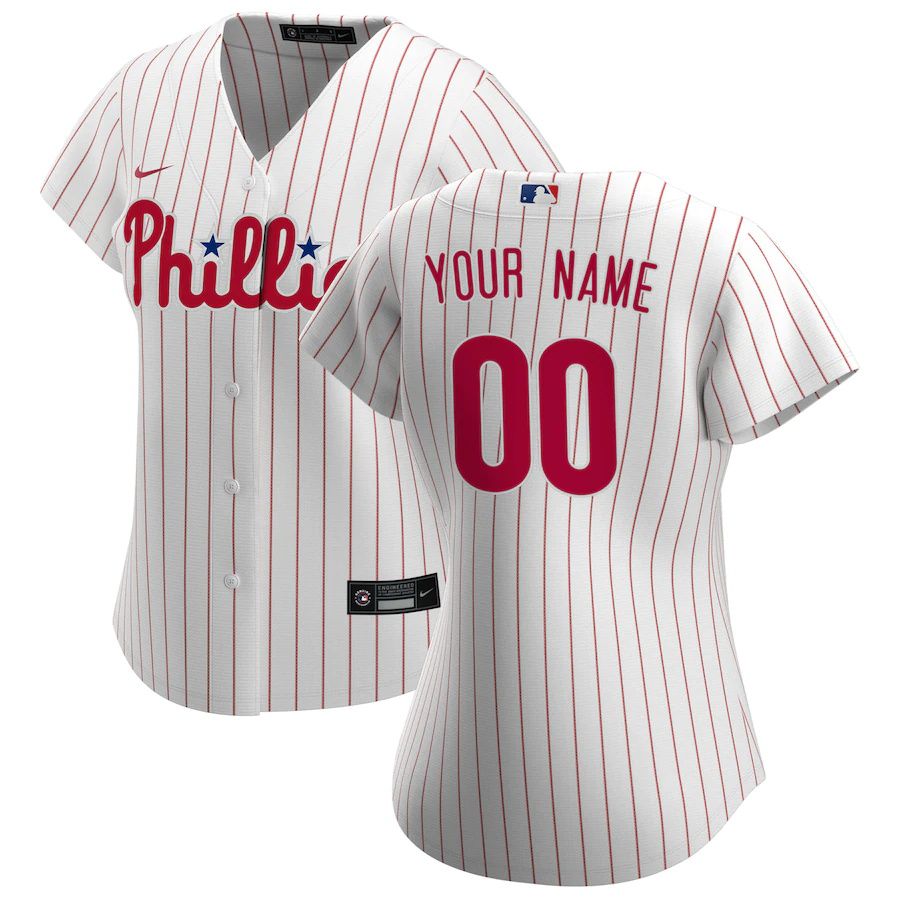 Womens Philadelphia Phillies Nike White Home Replica Custom MLB Jerseys